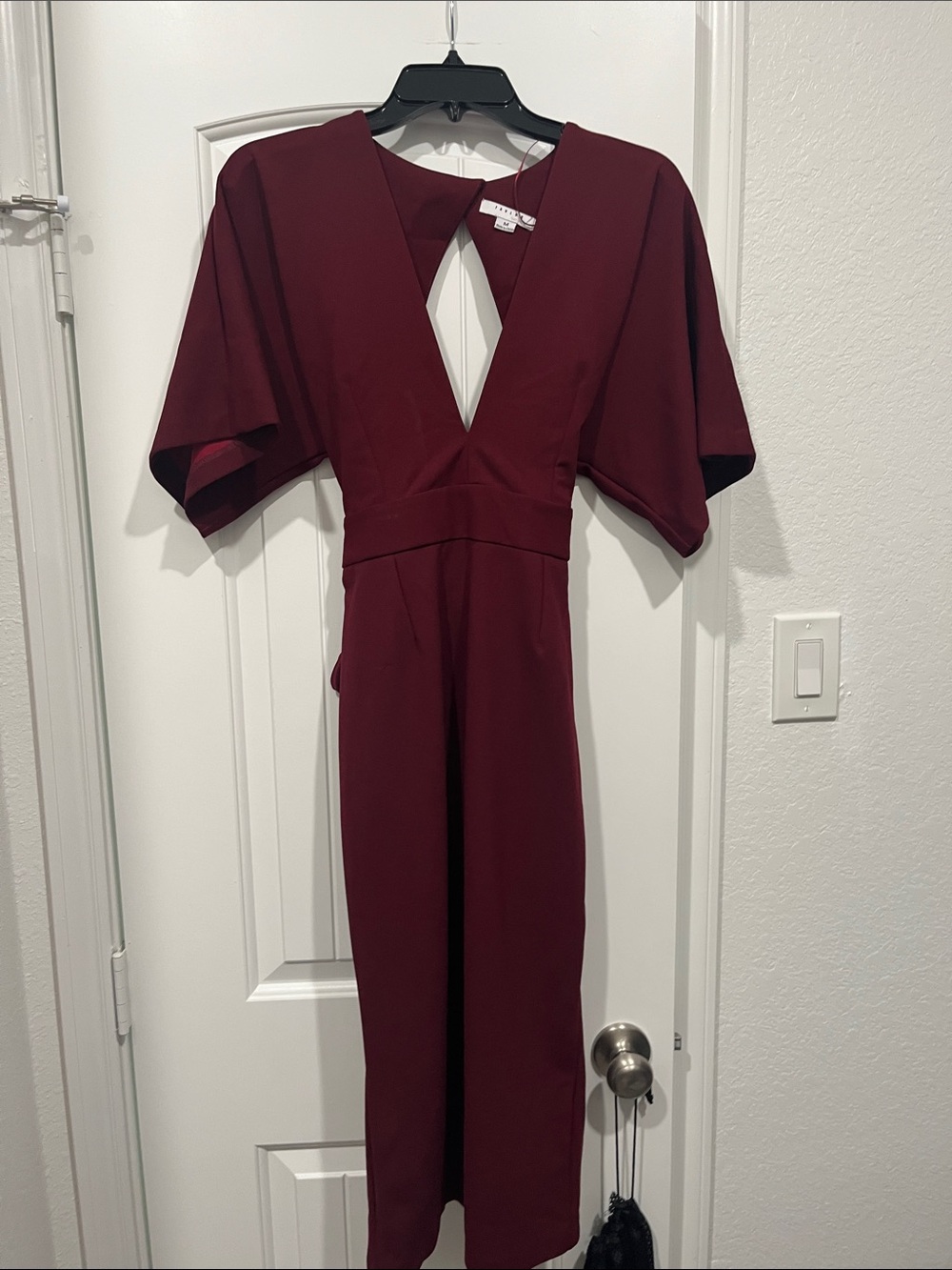 Women's Burgundy V-Neck Dress